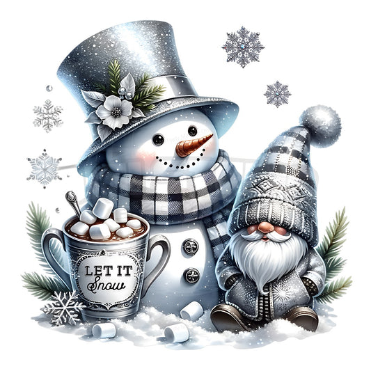 DTF Heat Transfer Iron On Sticker Heat Transfer Designs Ready to Press Snowman Gnome Let It Snow Winter Theme for Christmas T Shirts Hoodies Local Warehouse - 1
