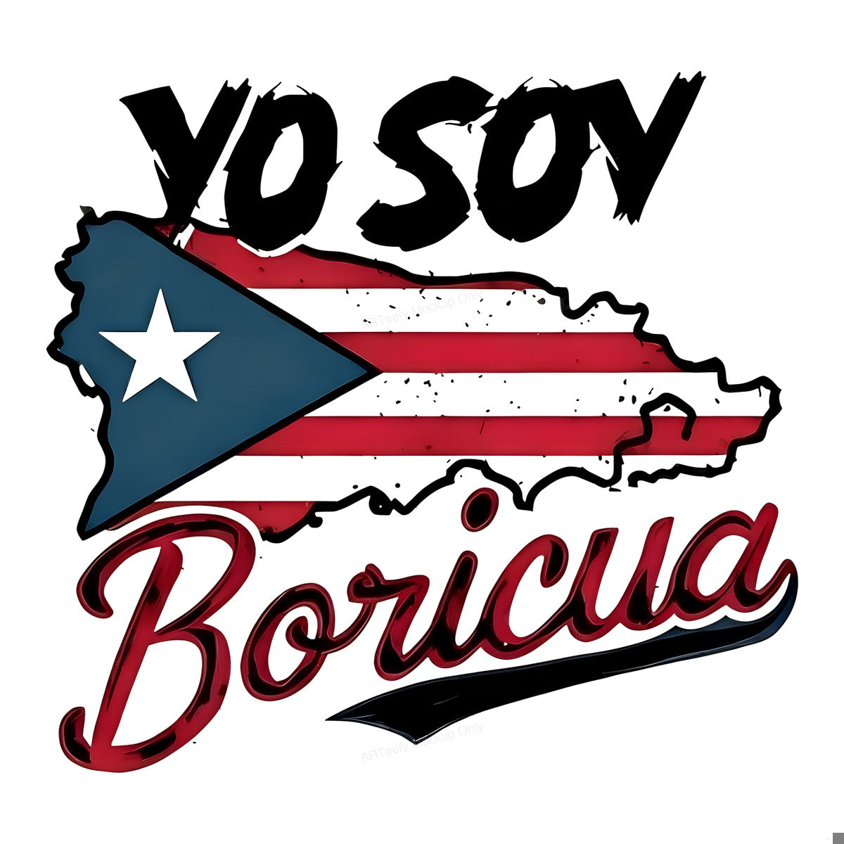 DTF Heat Transfer Iron On Sticker DTF Transfers Ready to Press Puerto Rican Flag Yo Soy Boricua Design for Cultural Apparel Local Warehouse - 1