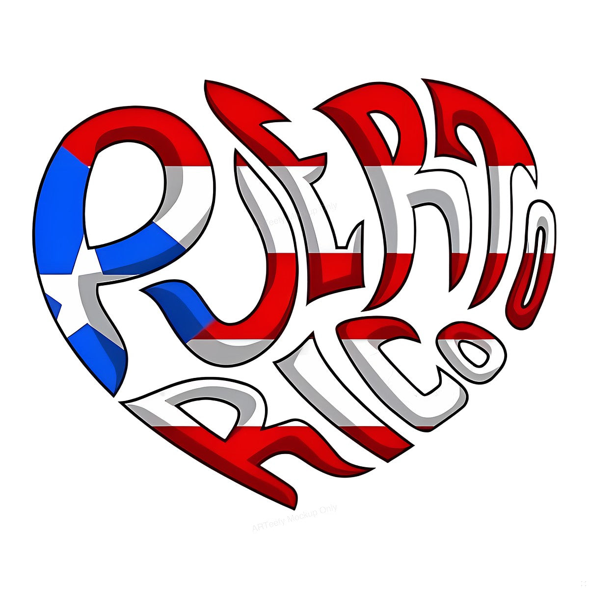 DTF Heat Transfer Iron On Sticker DTF Transfers Ready to Press Puerto Rico Flag Heart Design for T Shirts Hoodies Vintage Merchandise Local Warehouse - 1