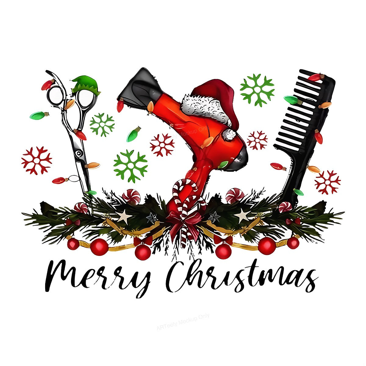 DTF Heat Transfer Iron On Sticker Heat Transfer Designs Ready to Press Christmas Hair Salon Theme Iron On Stickers for T Shirts Hoodies Local Warehouse - 1