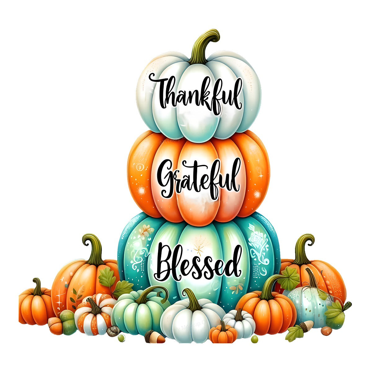DTF Heat Transfer Iron On Sticker Iron On Heat Transfers Pumpkin Stack Thankful Grateful Blessed Design for Fall Decorations Thanksgiving Apparel Clearance Local Warehouse - 1
