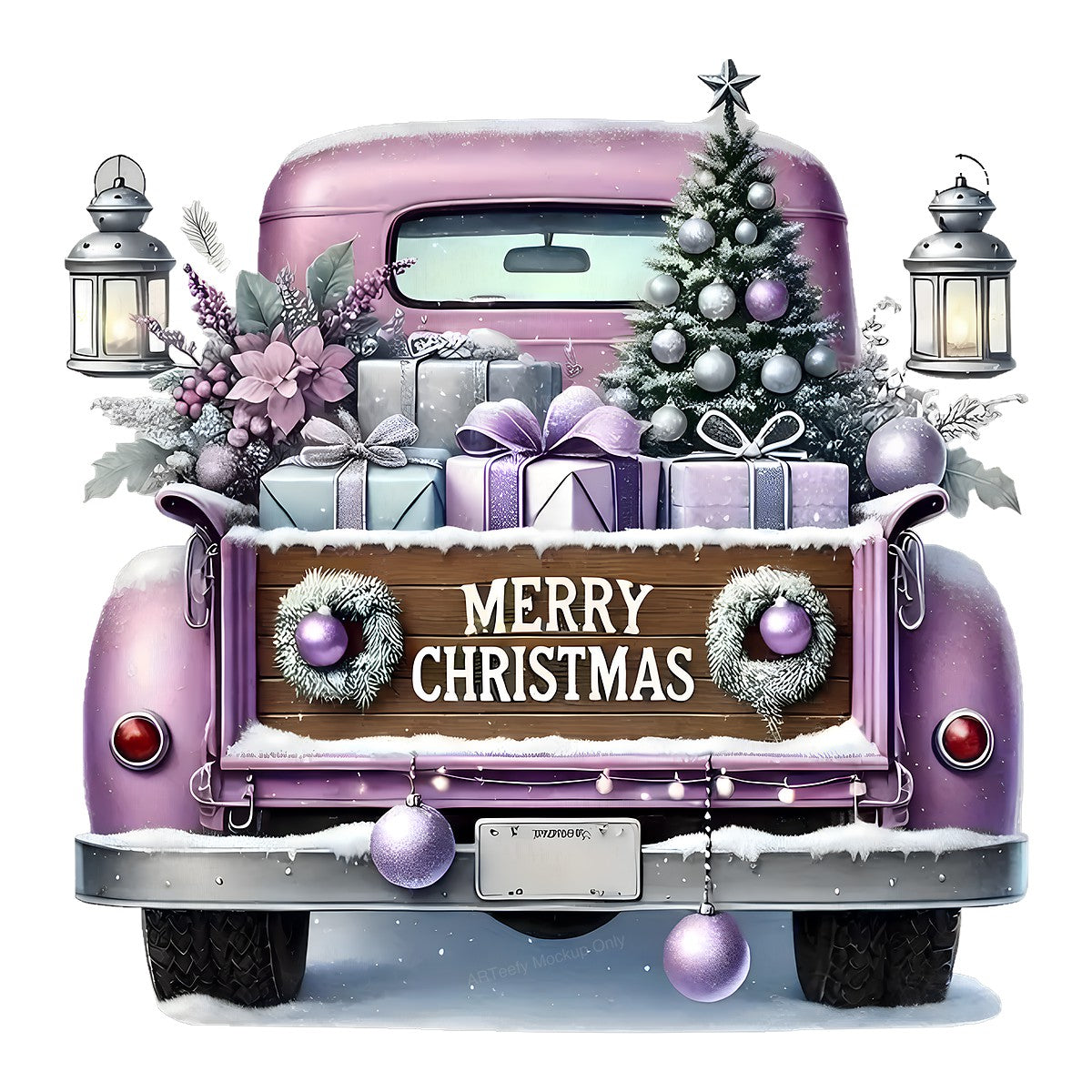 DTF Heat Transfer Iron On Sticker Iron On Heat Transfers Vintage Truck Christmas Theme Holiday Decorations for Shirts Hoodies Local Warehouse - 1