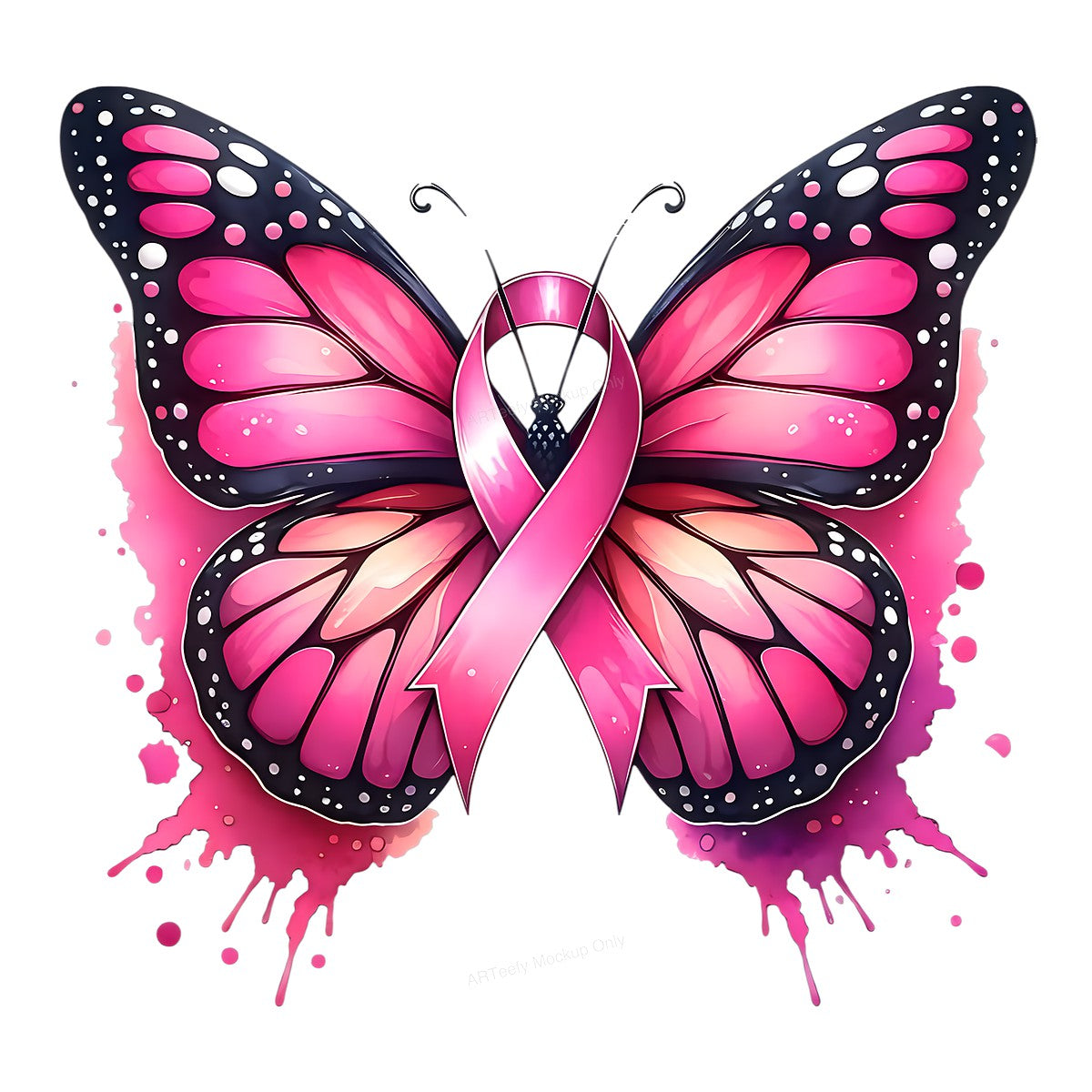 DTF Heat Transfer Iron On Sticker Iron On Heat Transfers Pink Butterfly Breast Cancer Awareness for T Shirts Hoodies Local Warehouse - 1