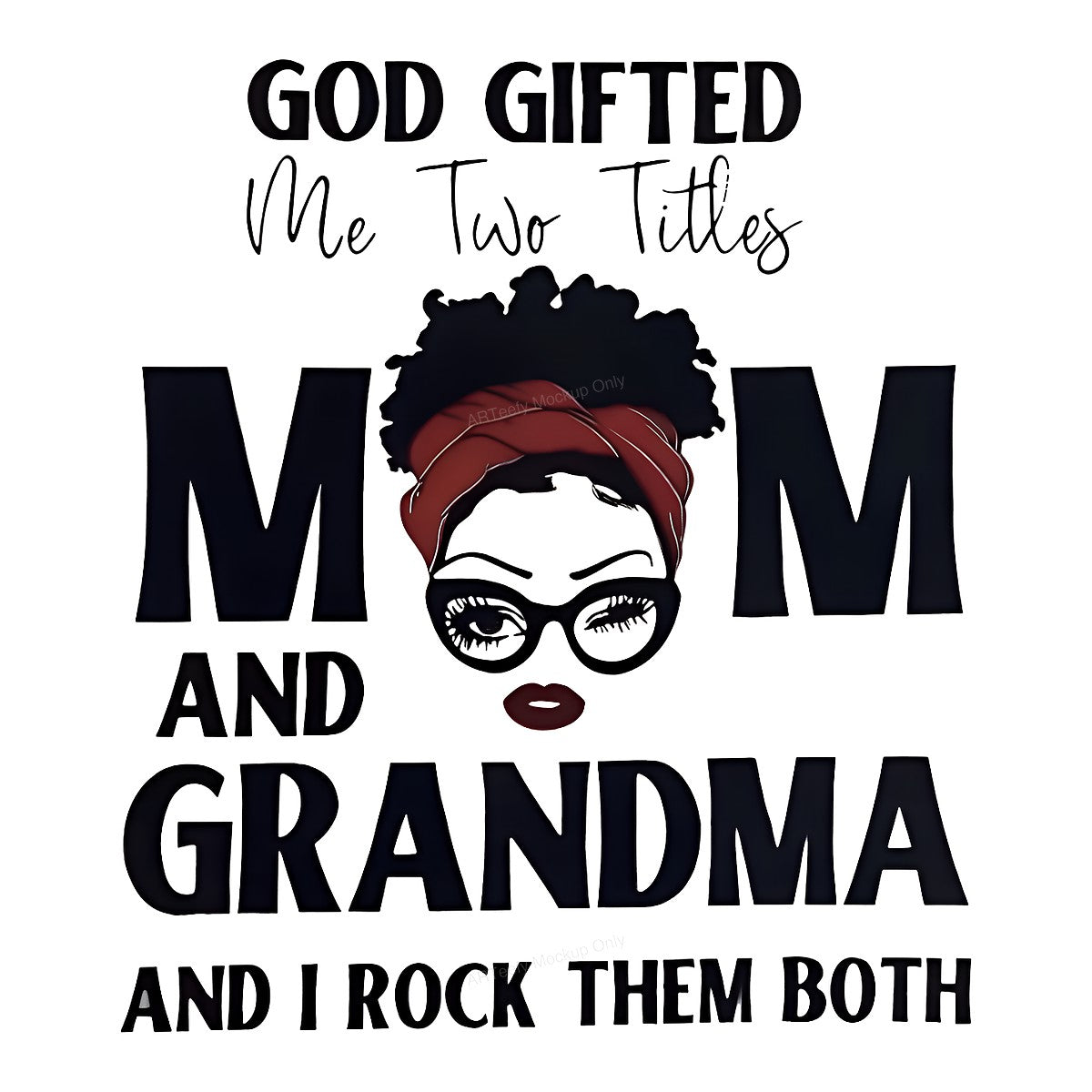 DTF Heat Transfer Iron On Sticker Iron On Heat Transfers Afro Woman Mom Grandma Lettering Perfect Gift for Mother Day T Shirts Hoodies Clearance Local Warehouse - 1