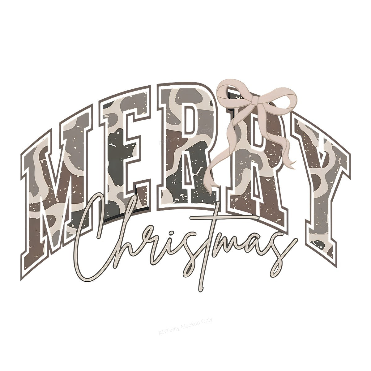 DTF Heat Transfer Iron On Sticker Iron On Heat Transfers Merry Christmas Camo Style for Holiday Shirts Hoodies Local Warehouse - 1