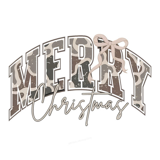 DTF Heat Transfer Iron On Sticker Iron On Heat Transfers Merry Christmas Camo Style for Holiday Shirts Hoodies Local Warehouse - 1