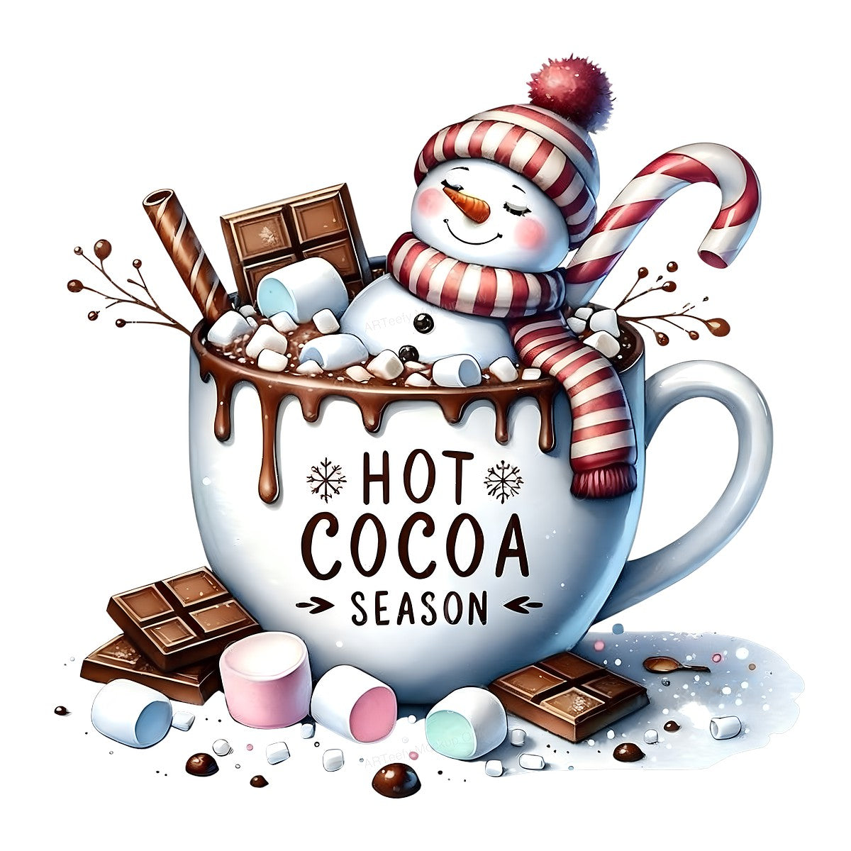 DTF Heat Transfer Iron On Sticker Iron On Heat Transfers Hot Cocoa Season Snowman Mug Design Christmas Iron On Patches for T Shirts Hoodies Clearance - 1