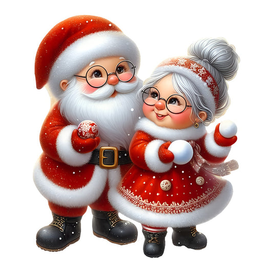 DTF Heat Transfer Iron On Sticker Heat Transfer Designs Ready to Press Christmas Santa Couple Playing Snowballs Iron On Patches for Holiday Shirts Local Warehouse - 1