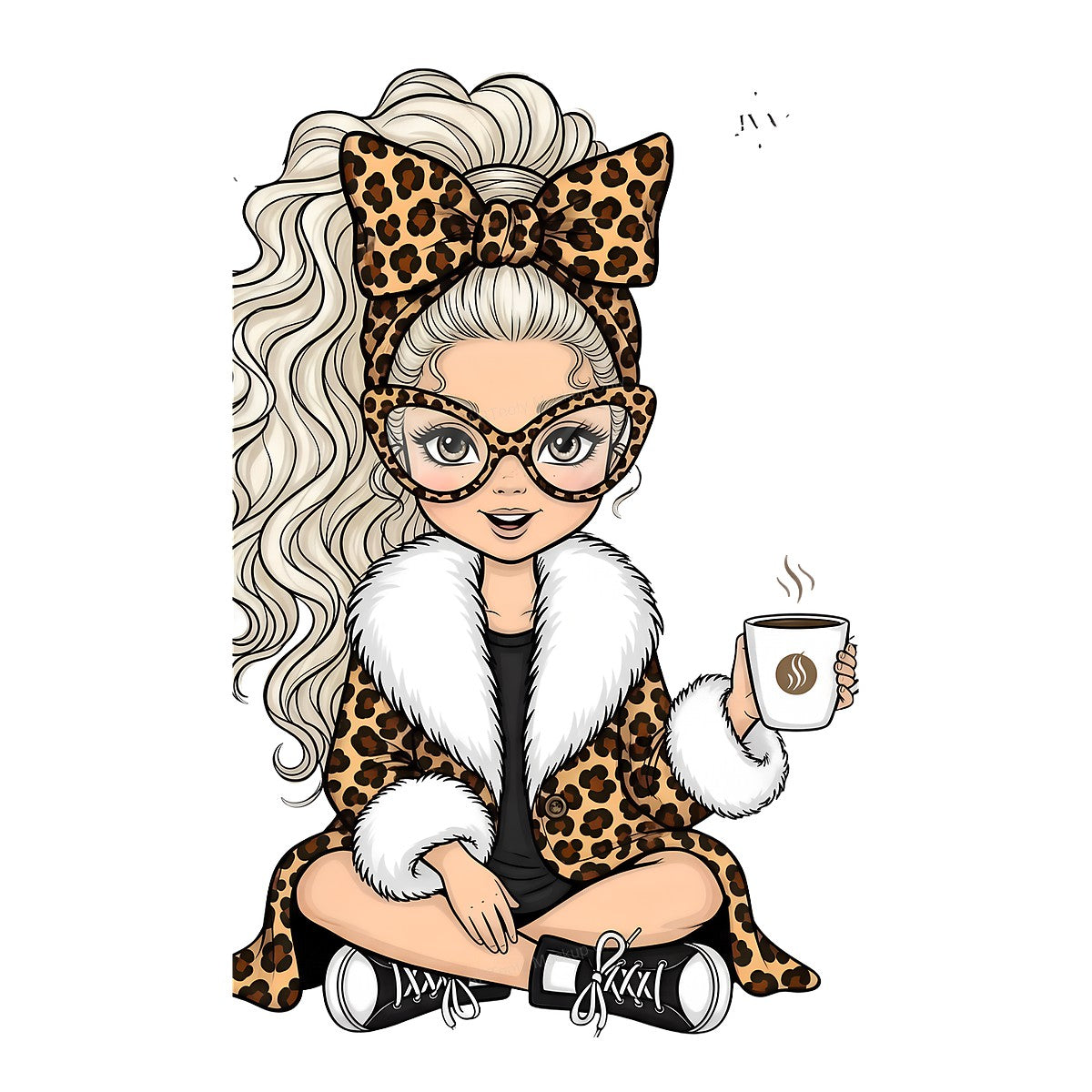DTF Heat Transfer Iron On Sticker Iron On Transfers for T Shirts Leopard Print Fashionista Coffee Lover Heat Transfers Ready to Press Local Warehouse - 1