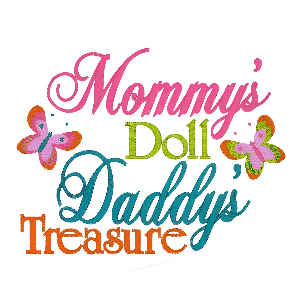 DTF Heat Transfer Iron On Sticker Iron On Heat Transfers Mommy Doll Daddy Treasure Butterfly Design for Family Apparel Local Warehouse - 1