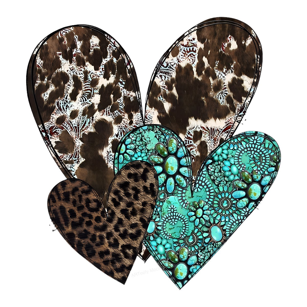 DTF Heat Transfer Iron On Sticker Iron On Heat Transfers Western Heart Designs for T Shirts Bags Vintage Merchandise Clearance Local Warehouse - 1