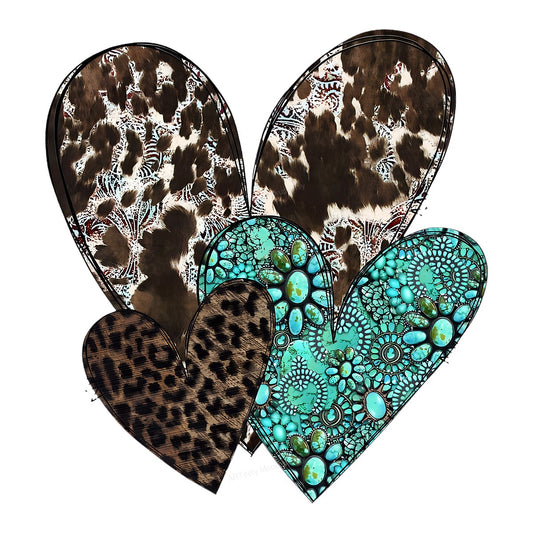 DTF Heat Transfer Iron On Sticker Iron On Heat Transfers Western Heart Designs for T Shirts Bags Vintage Merchandise Clearance Local Warehouse - 1