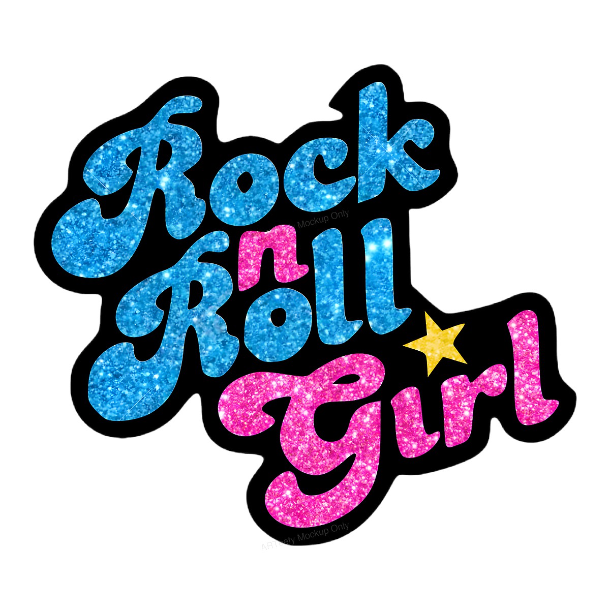 DTF Heat Transfer Iron On Sticker Iron On Heat Transfers Rock and Roll Glitter Lettering for T Shirts Hoodies Vintage Merchandise Clearance - 1