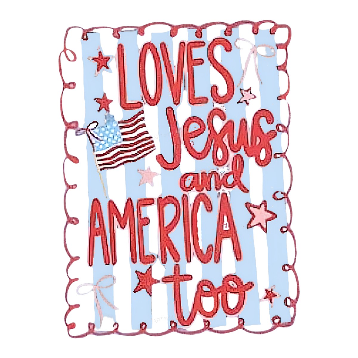 DTF Heat Transfer Iron On Sticker Iron On Heat Transfers Patriotic Love Jesus American Flag Design for T Shirts Hoodies Local Warehouse - 1