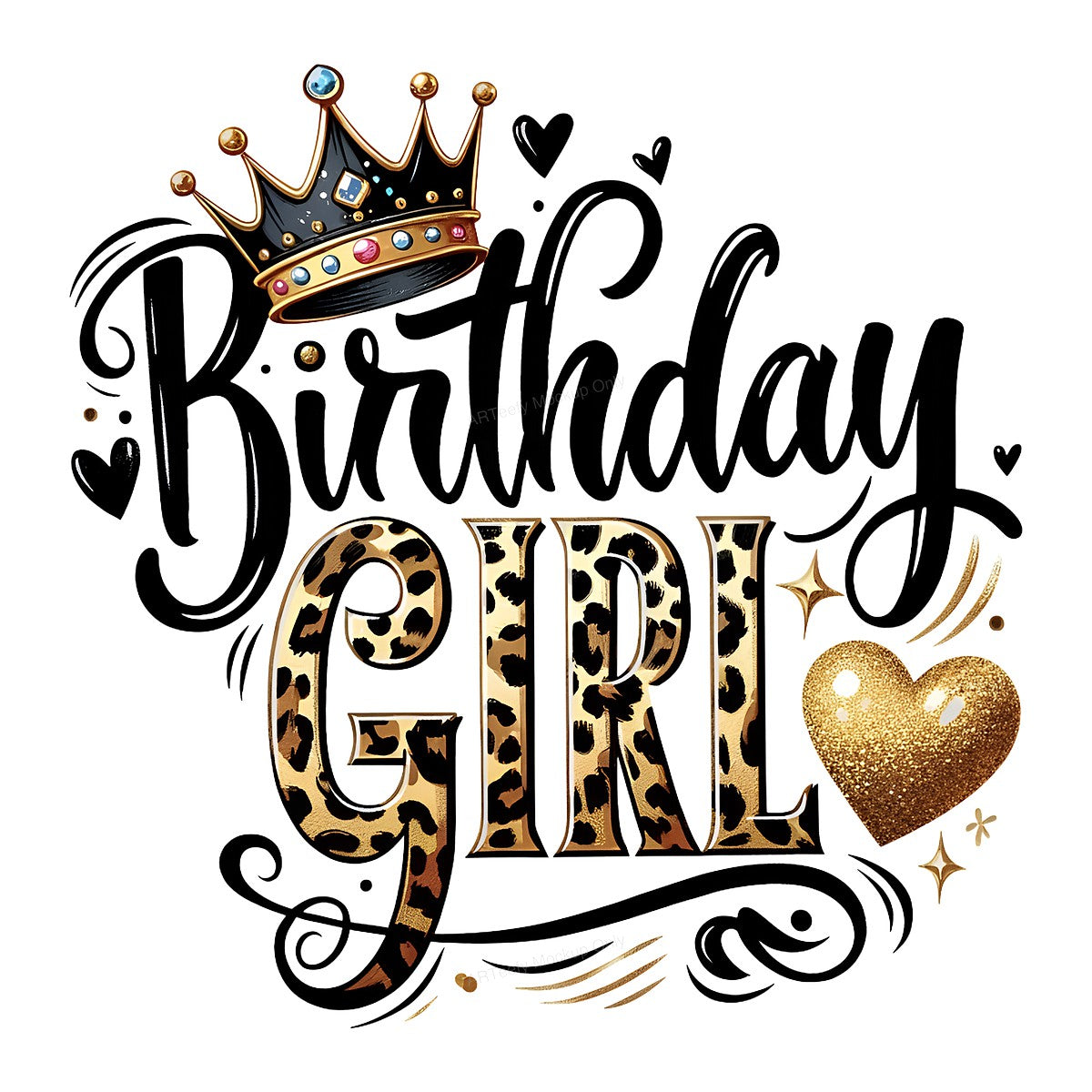 DTF Heat Transfer Iron On Sticker Iron On Heat Transfers Leopard Crown Birthday Design for Party Shirts Local Warehouse - 1