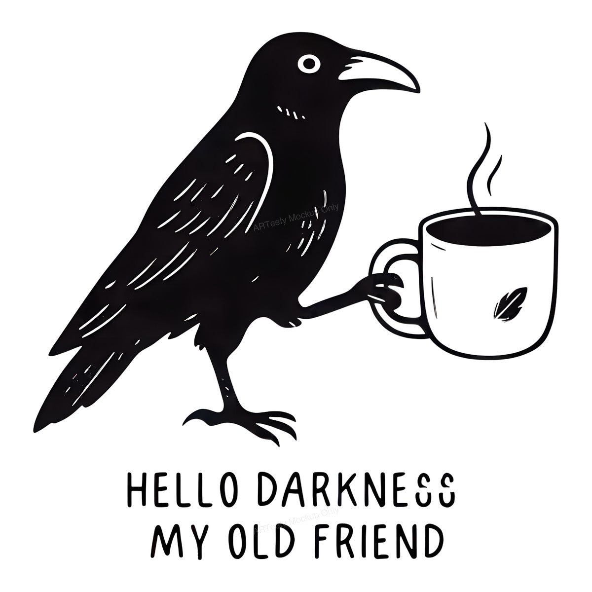 DTF Heat Transfer Iron On Sticker Iron On Heat Transfers Raven Coffee Cup Design Dark Humor Perfect Gift for T Shirts Hoodies Clearance - 1