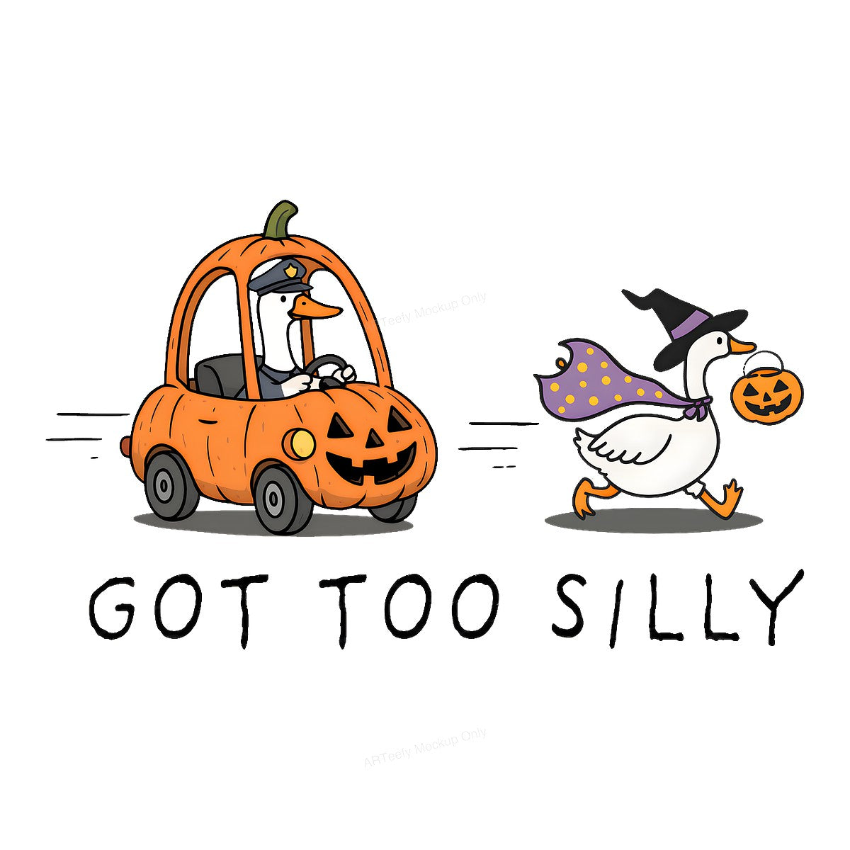 DTF Heat Transfer Iron On Sticker Iron On Heat Transfers Halloween Cartoon Goose and Pumpkin Car Design for T Shirts Local Warehouse - 1