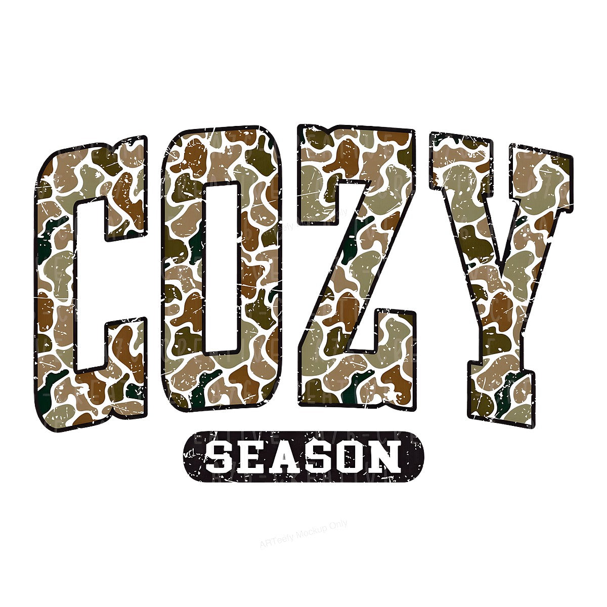 DTF Heat Transfer Iron On Sticker Iron On Heat Transfers Cozy Season Camo Style for Fall Apparel Jackets Hoodies Clearance - 1