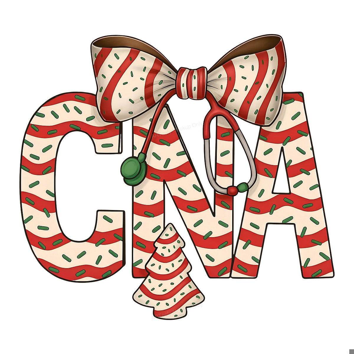 DTF Heat Transfer Iron On Sticker Iron On Transfers for T Shirts Festive CNA Christmas Stethoscope Design for Holiday Apparel Gifts Clearance - 1