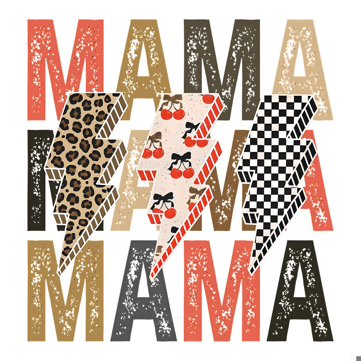 DTF Heat Transfer Iron On Sticker Iron On Heat Transfers Leopard Cherry Checkered Mama Lettering for Mother Day Gifts T Shirts Hoodies Clearance - 1