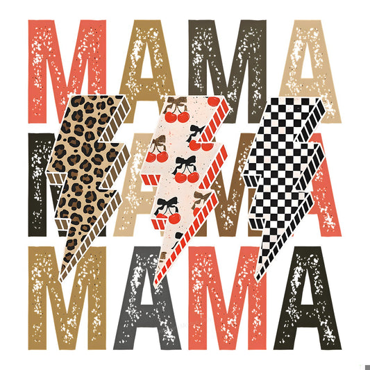 DTF Heat Transfer Iron On Sticker Iron On Heat Transfers Leopard Cherry Checkered Mama Lettering for Mother Day Gifts T Shirts Hoodies Clearance - 1