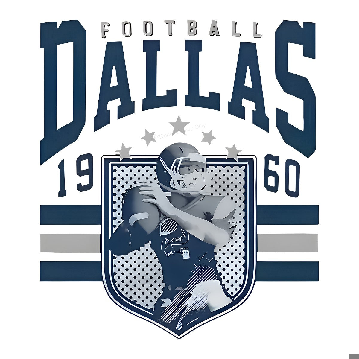 DTF Heat Transfer Iron On Sticker Iron On Heat Transfers Football Dallas Style Sports Team Inspired Apparel Local Warehouse - 1