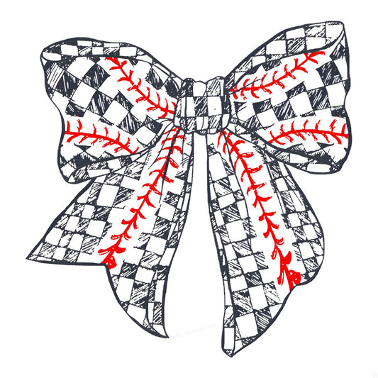DTF Heat Transfer Iron On Sticker Iron On Heat Transfers Baseball Bow Checkered Style for Apparel Bags Jackets Local Warehouse - 1