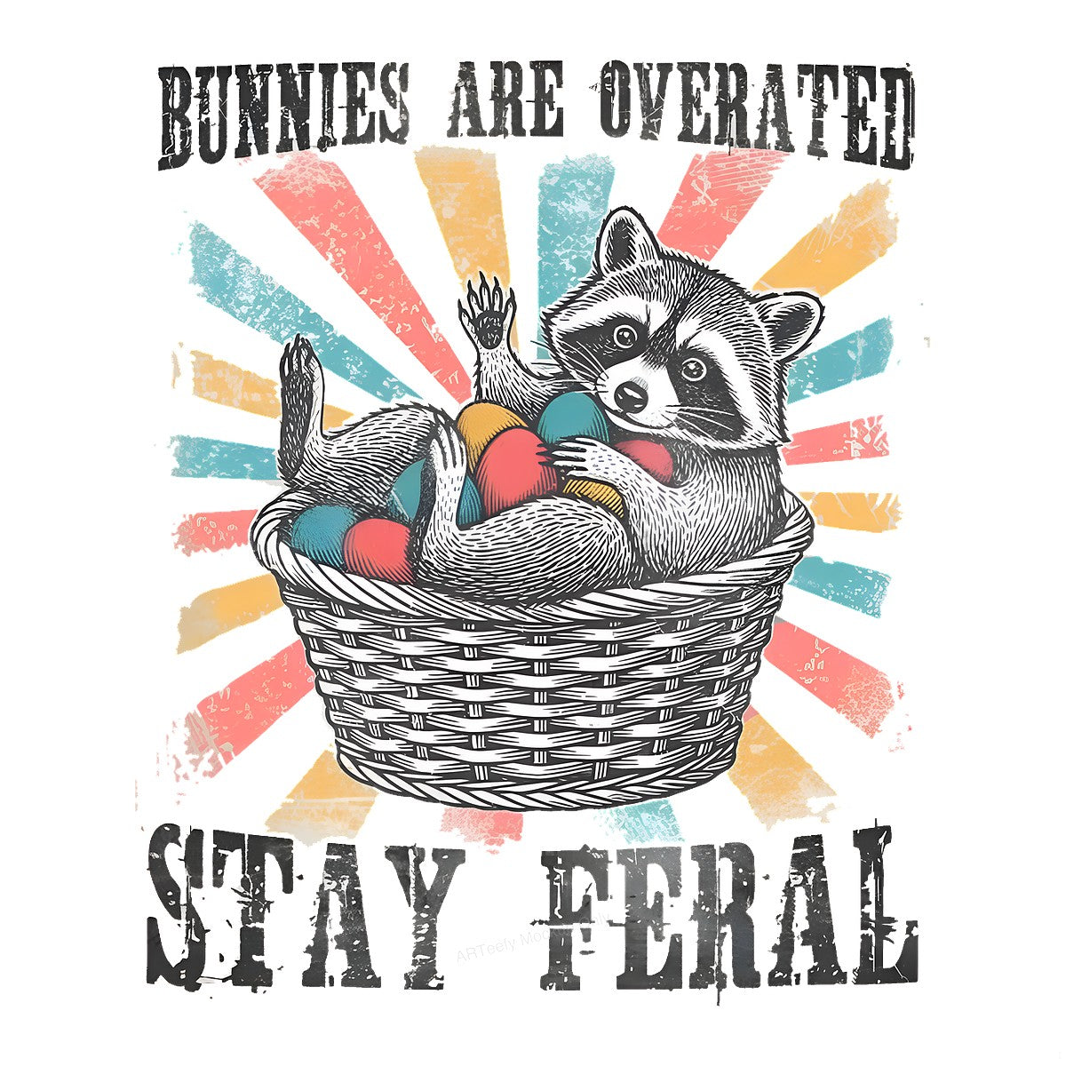 DTF Heat Transfer Iron On Sticker Iron On Heat Transfers Raccoon Easter Basket Graphic for Spring Apparel Local Warehouse - 1