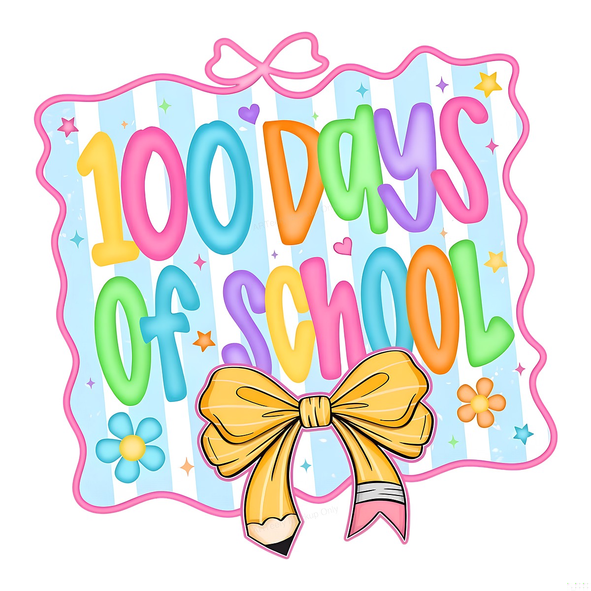 DTF Heat Transfer Iron On Sticker Iron On Transfers for T Shirts Colorful 100 Days of School Celebration Design Back to School Clearance - 1