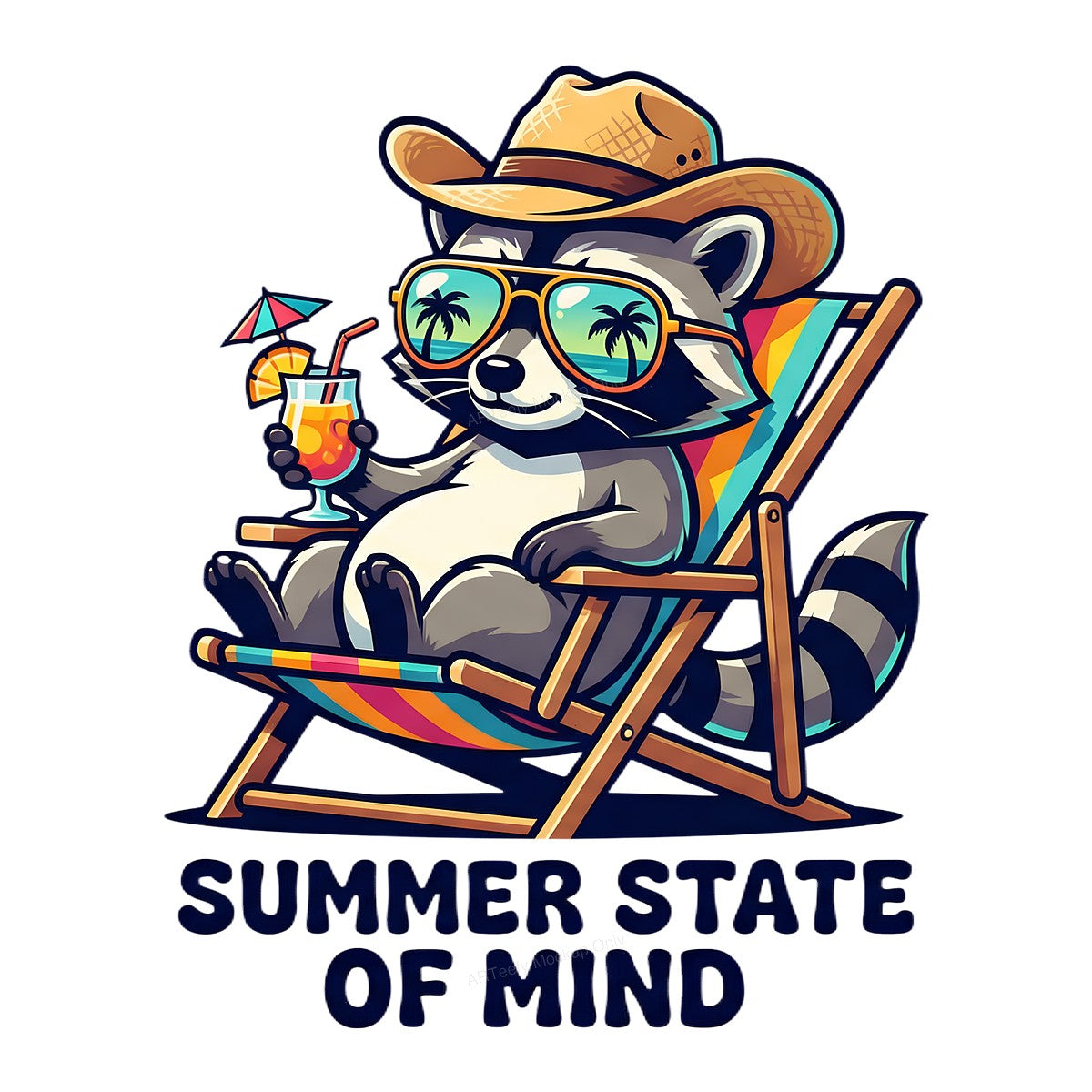 DTF Heat Transfer Iron On Sticker Iron On Heat Transfers Summer Raccoon Beach Vibes for T Shirts Hoodies Clearance - 1
