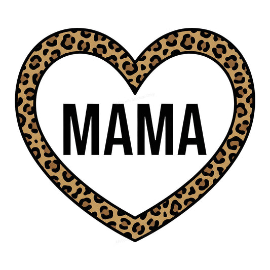 DTF Heat Transfer Iron On Sticker Iron On Heat Transfers Leopard Heart Mama Design for T Shirts Apparel Gifts Local Warehouse - 1