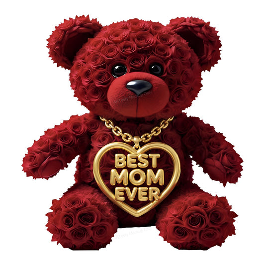 DTF Heat Transfer Iron On Sticker Iron On Heat Transfers Rose Teddy Bear Best Mom Ever Design for Mother Day Gifts T Shirts Hoodies Clearance - 1