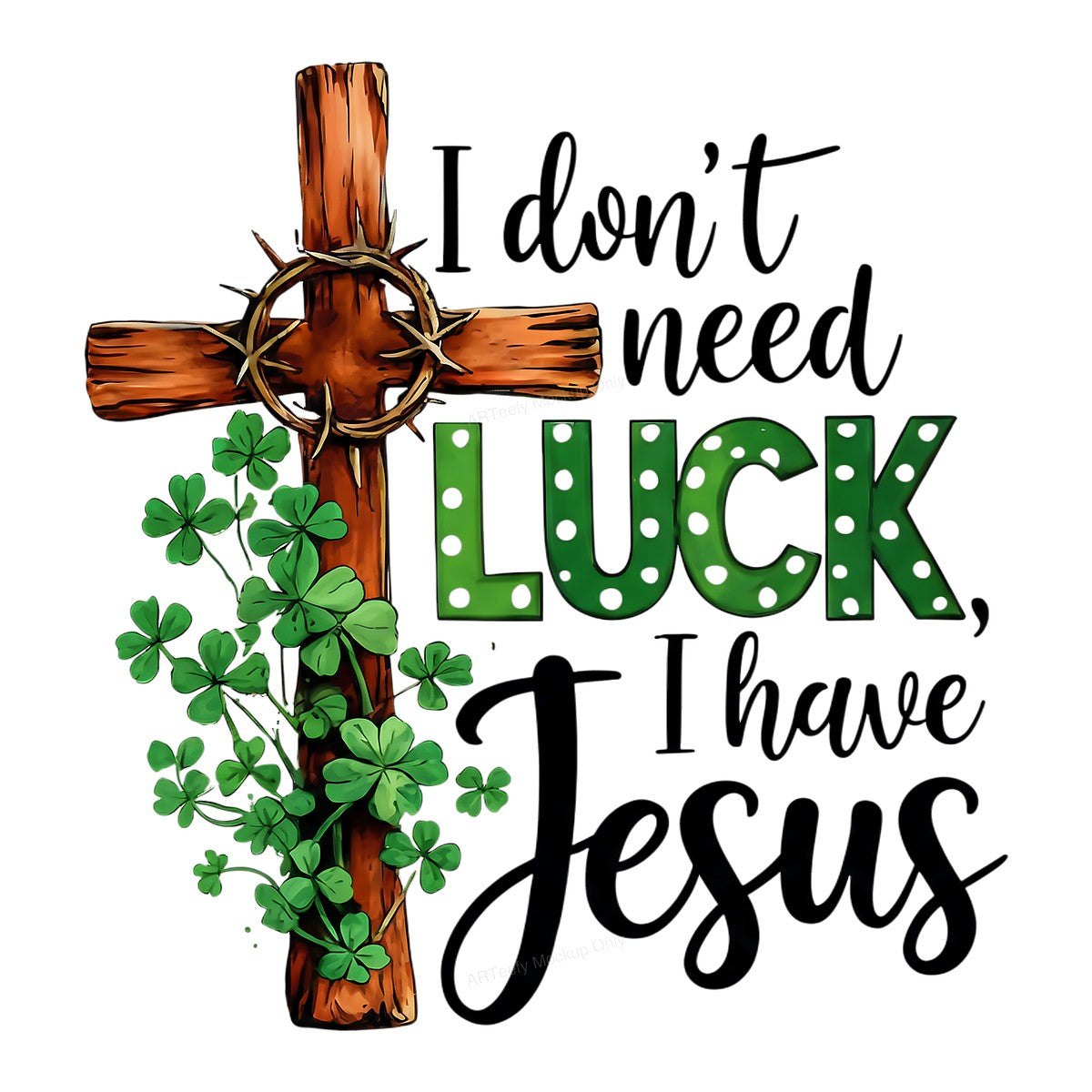 DTF Heat Transfer Iron On Sticker Iron On Heat Transfers Christian Cross and Clover Design Inspirational Apparel for T Shirts Hoodies Clearance - 1