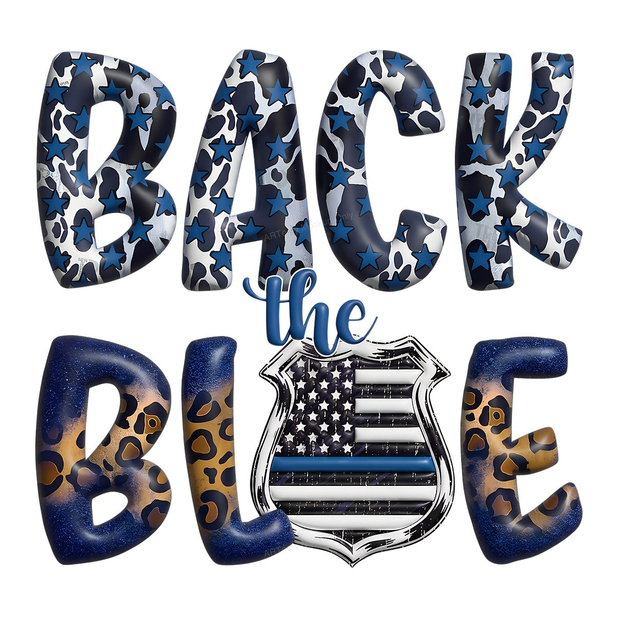DTF Heat Transfer Iron On Sticker Iron On Heat Transfers Back the Blue Patriotic Stars Leopard Print Design for T Shirts Hoodies Local Warehouse - 1