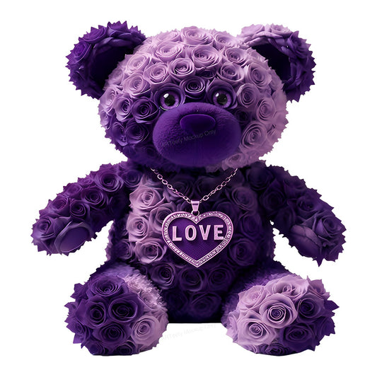 DTF Heat Transfer Iron On Sticker Iron On Heat Transfers Purple Rose Bear Design Romantic Gift Ideas for Valentine Day Clearance - 1
