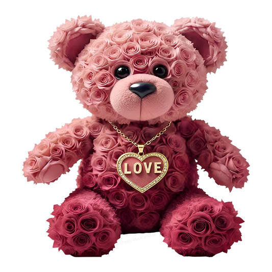 DTF Heat Transfer Iron On Sticker Iron On Heat Transfers Rose Teddy Bear Design Romantic Gift Ideas for Valentine Day Apparel Clearance - 1