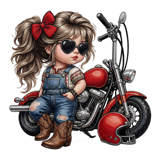 DTF Heat Transfer Iron On Sticker DTF Transfers Ready to Press Vintage Motorcycle Girl Style for T Shirts Denim Boots Western Clearance - 1