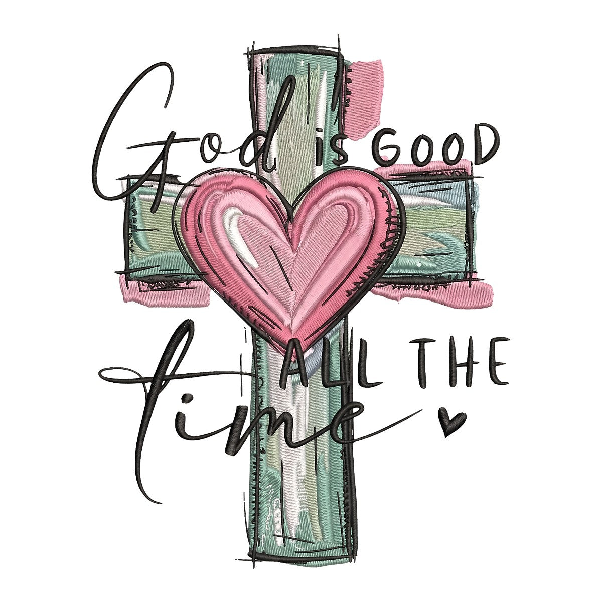 DTF Heat Transfer Iron On Sticker Iron On Heat Transfers Heart Cross Religious Design for T Shirts Hoodies Local Warehouse - 1