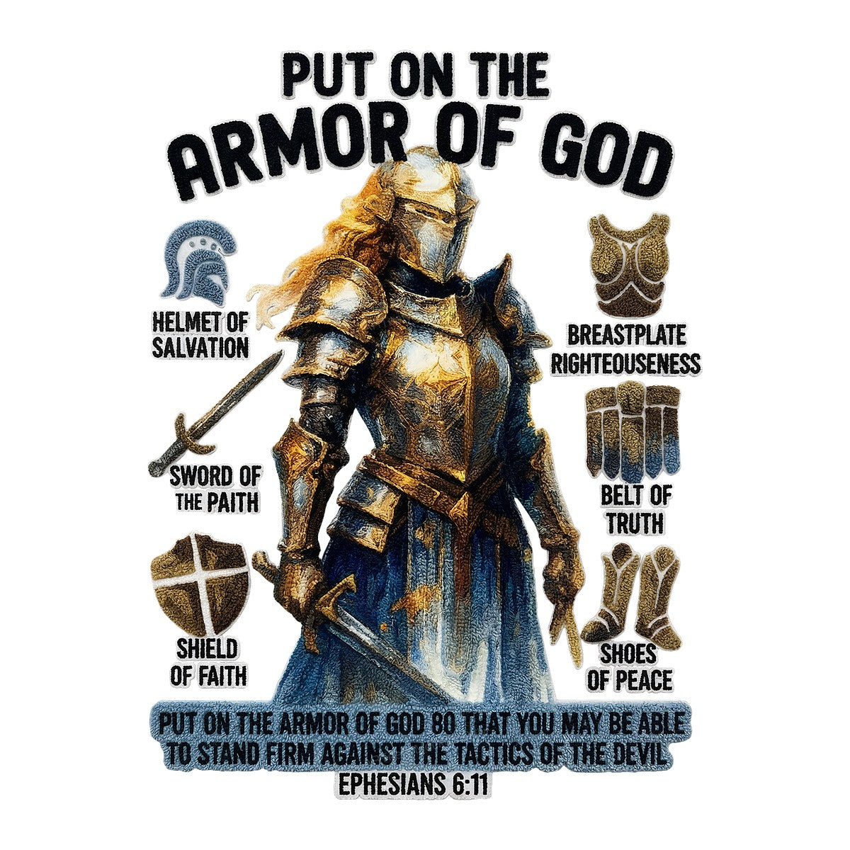 DTF Heat Transfer Iron On Sticker Iron On Heat Transfers Armor of God Design Faith Inspired Apparel for T Shirts Hoodies Clearance - 1