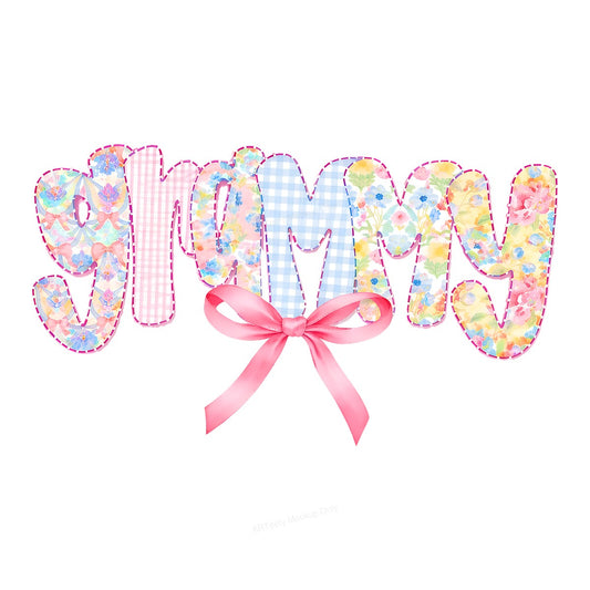 DTF Heat Transfer Iron On Sticker Iron On Heat Transfers Floral Grammy Lettering with Pink Bow for Mother Day Gifts T Shirts Hoodies Clearance - 1