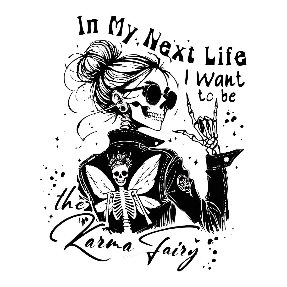 DTF Heat Transfer Iron On Sticker Iron On Heat Transfers Skull Karma Fairy Design for T Shirts Halloween Decorations Clearance - 1