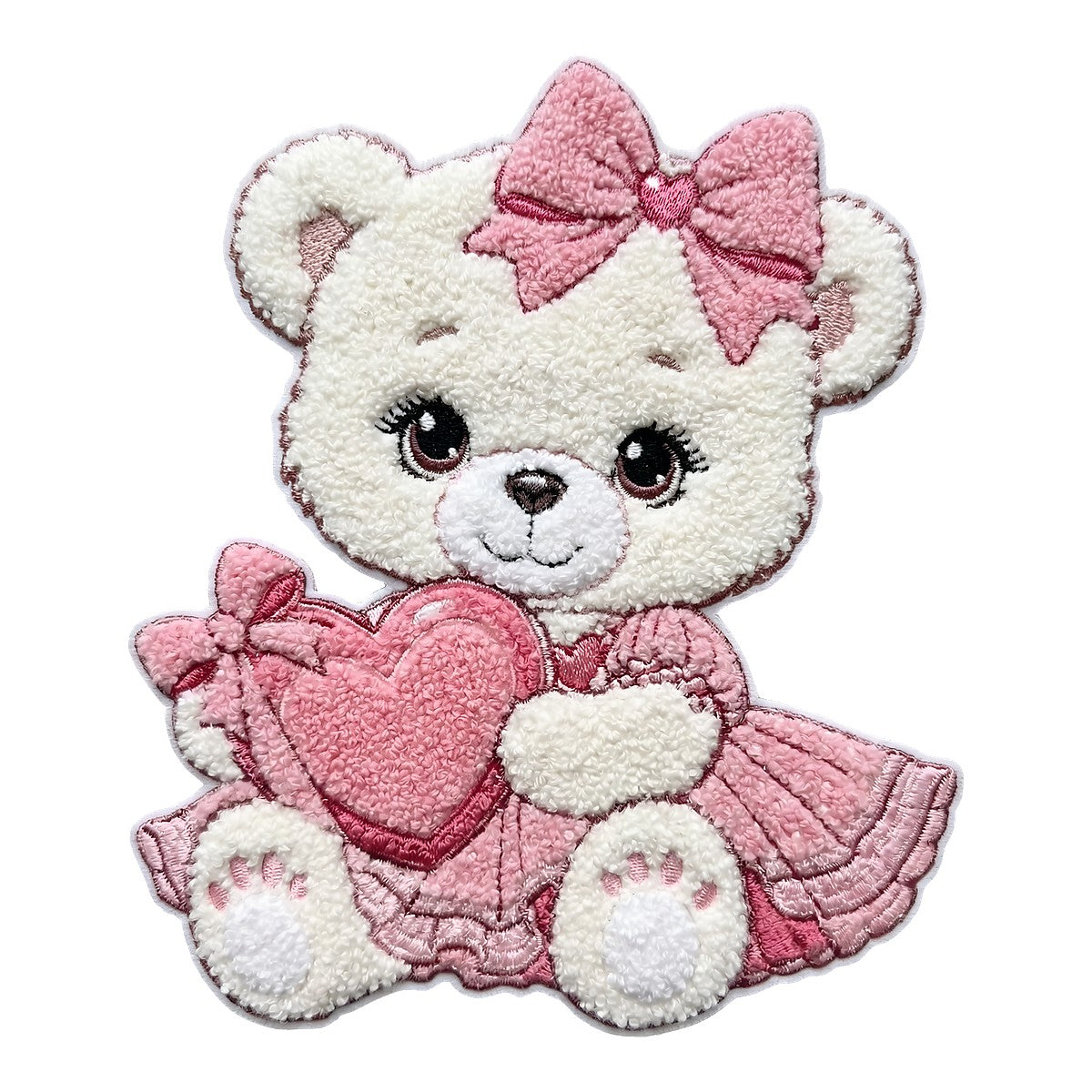 DTF Heat Transfer Iron On Sticker Iron On Heat Transfers Adorable Bear with Pink Dress Heart for Apparel Bags Jackets Clearance - 1