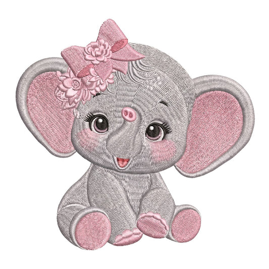 DTF Heat Transfer Iron On Sticker Iron On Transfers for T Shirts Cute Elephant Design Pink Bow Flowers Heat Press Ready for Apparel Bags Jackets Local Warehouse - 1
