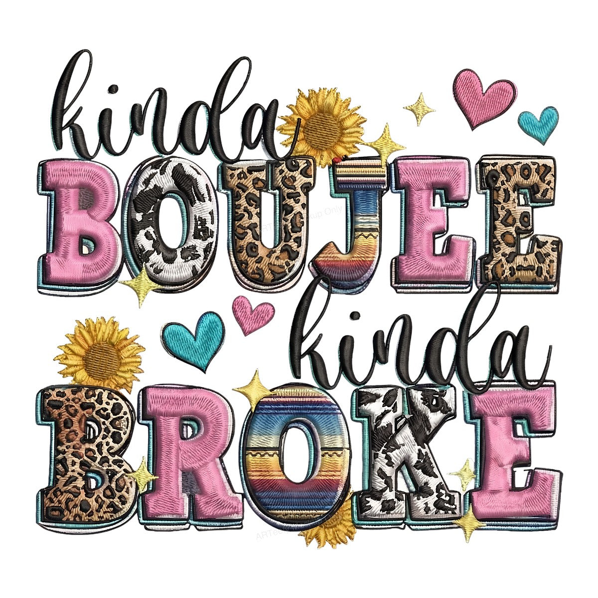 DTF Heat Transfer Iron On Sticker Iron On Heat Transfers Colorful Boujee Style Sunflowers Hearts for Casual Apparel T Shirts Clearance - 1