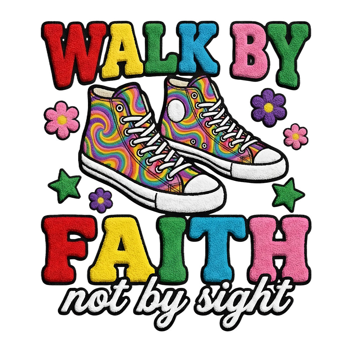 DTF Heat Transfer Iron On Sticker Iron On Heat Transfers Colorful Sneakers Inspirational Faith Lettering for T Shirts Hoodies Clearance - 1