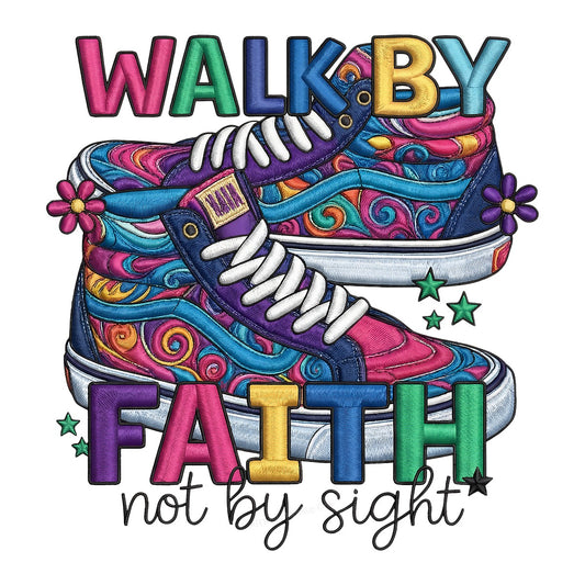 DTF Heat Transfer Iron On Sticker Iron On Heat Transfers Colorful Sneakers Design Faith Lettering for Apparel Bags Jackets Clearance - 1