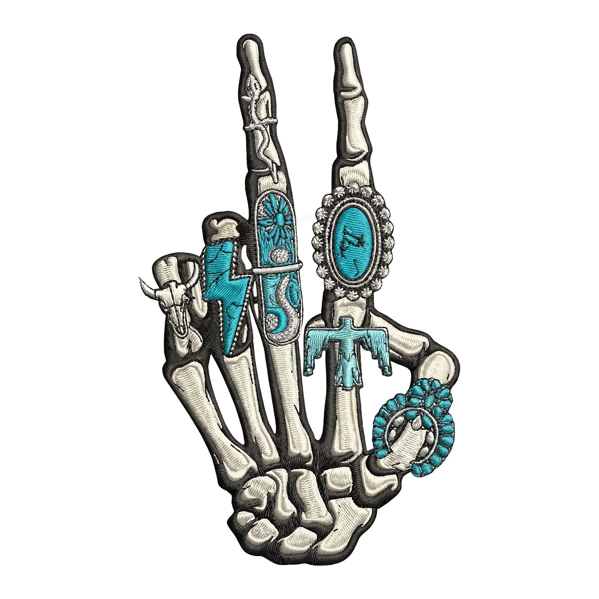 DTF Heat Transfer Iron On Sticker Iron On Heat Transfers Skeleton Hand Western Style for T Shirts Halloween Decorations Local Warehouse - 1