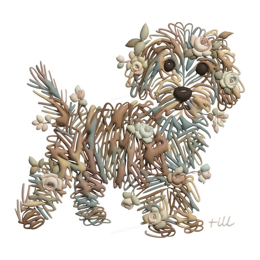 DTF Heat Transfer Iron On Sticker Iron On Heat Transfers Floral Puppy Design Cute Animal Pattern for T Shirts Hoodies Local Warehouse - 1