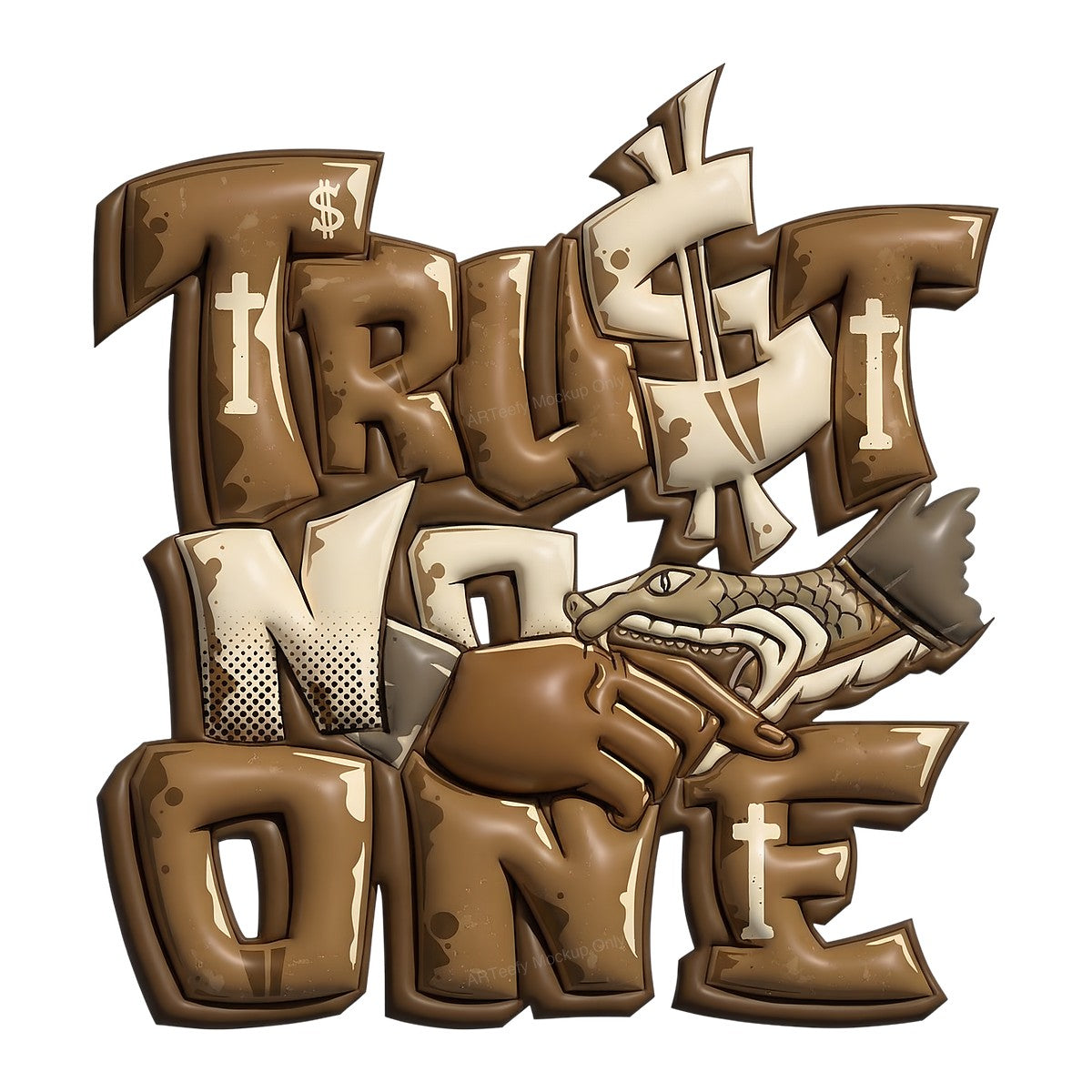 DTF Heat Transfer Iron On Sticker Iron On Heat Transfers Graffiti Style Trust No One Design for Urban Casual Wear Clearance - 1