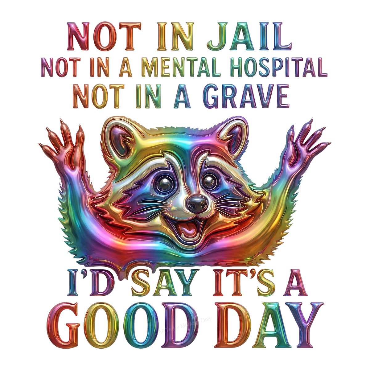 DTF Heat Transfer Iron On Sticker Iron On Heat Transfers Colorful Raccoon Graphic Positive Message for Casual Wear T Shirts Clearance - 1